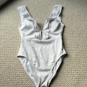 White cut out one piece bathing suit